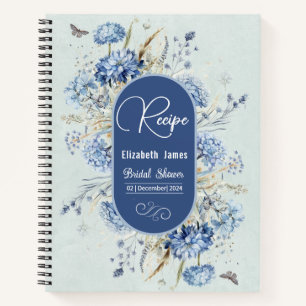 Cuaderno Receta de ducha de novia azul y verde dulce