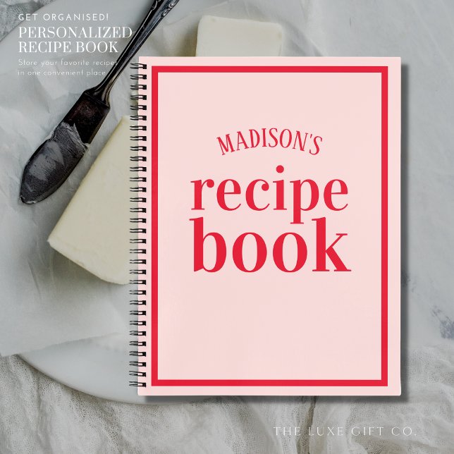 Cuaderno Receta de ducha de novias de moda en rojo y Rubor (Subido por el creador)