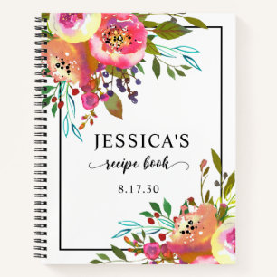 Cuaderno Receta de ducha floral de acuarela de terracota el