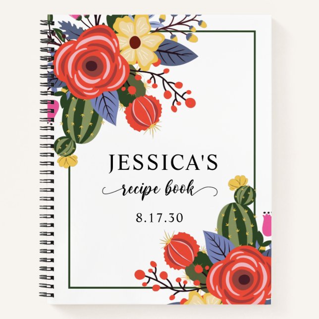 Cuaderno Receta de Ducha Floral Roja (Anverso)