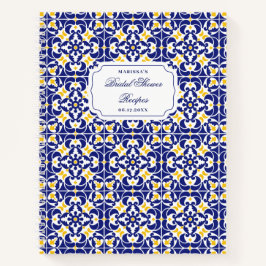 Cuaderno Receta de ducha nupcial azul mediterráneo amarillo