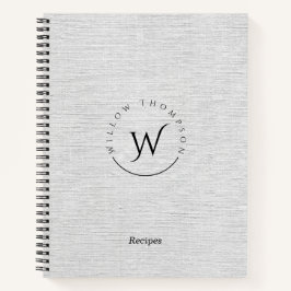 Cuaderno Receta de escritura de línea gris monogramada