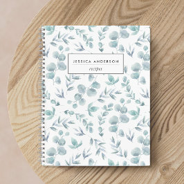 Cuaderno Receta de eucalipto elegante blanco y salvia