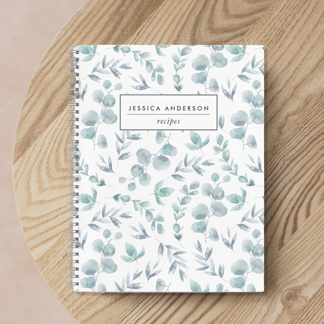 Cuaderno Receta de eucalipto elegante blanco y salvia (Subido por el creador)