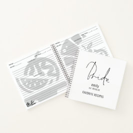 Cuaderno Receta de fecha de nombre de novia con guión moder