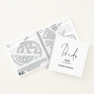 Cuaderno Receta de fecha de nombre de novia con guión moder