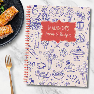 Cuaderno Receta de Flor de Comida Dibujada a Mano Personali