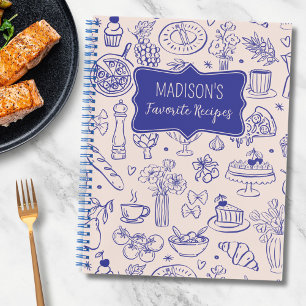 Cuaderno Receta de Flor de Comida Dibujada a Mano Personali