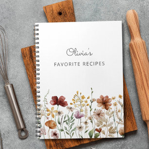Cuaderno Receta de Flor Silvestre Acuarela Floral Bonita