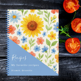 Cuaderno Receta de flores azules de girasol