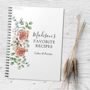 Cuaderno Receta de flores de rosa a la acuarela con hojas d