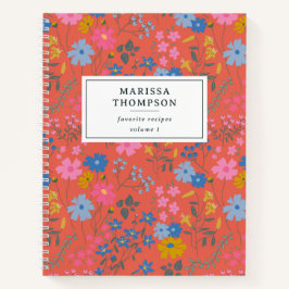 Cuaderno Receta de flores silvestres rojas modernas Boho