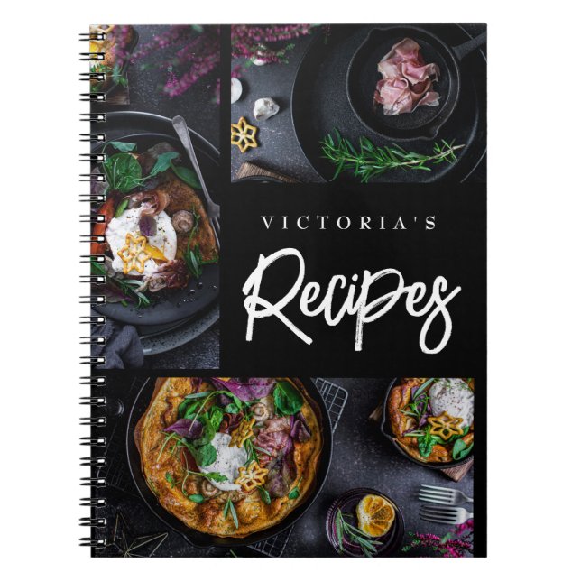 Cuaderno Receta de fotografía moderna de Personalizado negr (Frente)