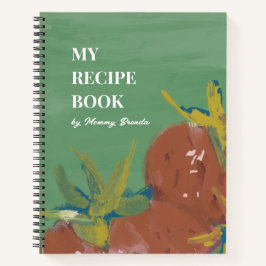 Cuaderno Receta de Fresa Pintoresca Abstracta Verde Intensa