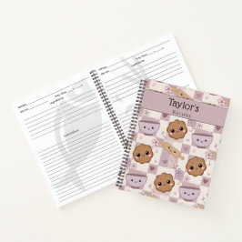 Cuaderno Receta de galleta morada kawaii personalizada como