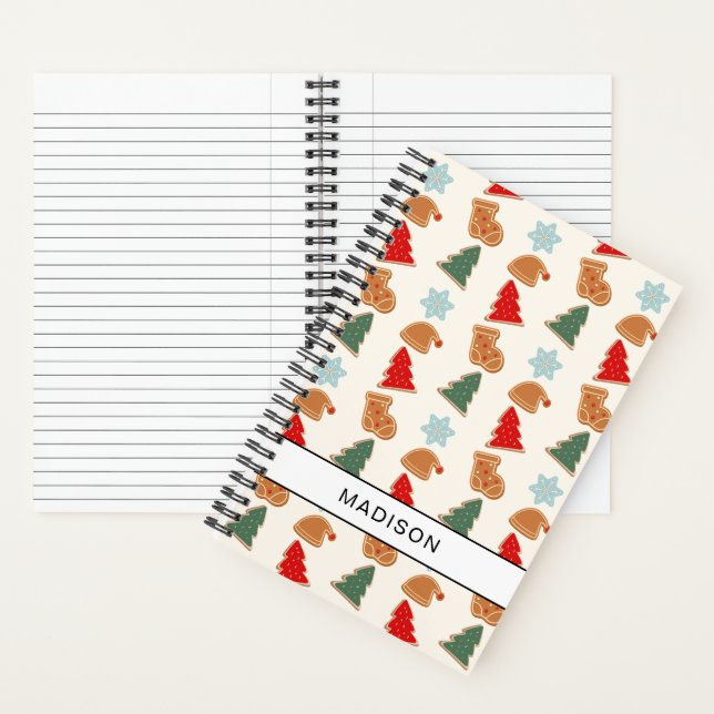 Cuaderno Receta de galletas navideñas para niños con patrón (Interior)