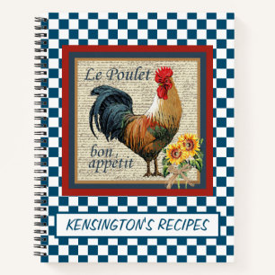 Cuaderno Receta de gallo de campo azul francés