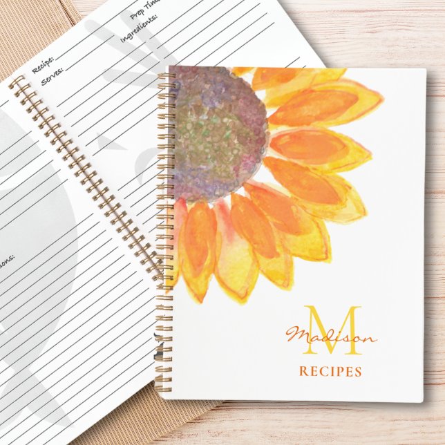 Cuaderno Receta de girasol monograma (Subido por el creador)