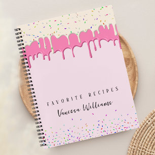 Cuaderno Receta de goteo y sprinkles de glaseado de vainill