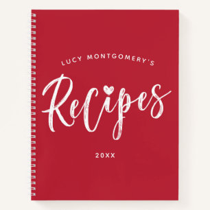 Cuaderno Receta de guión de pincel blanco de Crimson