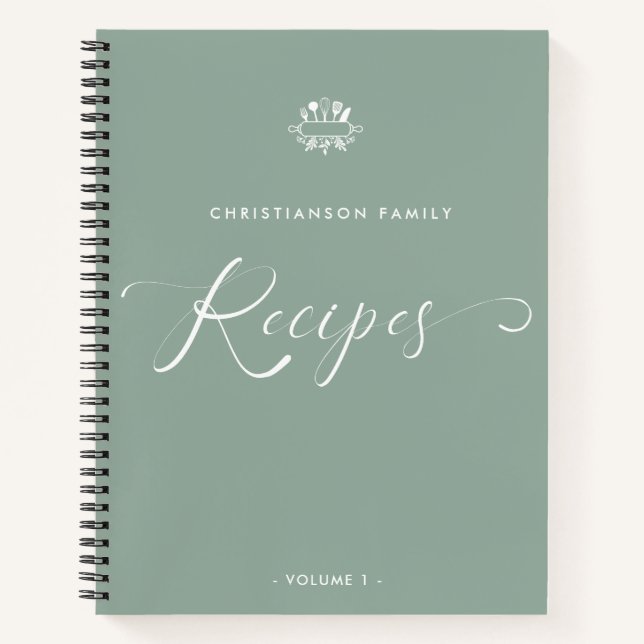 Cuaderno Receta de guión elegante de nombre personalizado (Anverso)