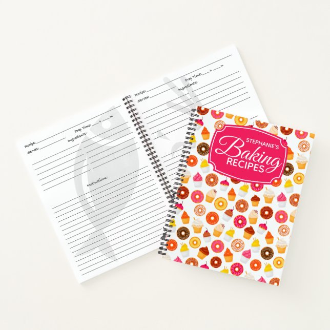 Cuaderno Receta de Horneado de Donut de Cupcake Personaliza (Interior)