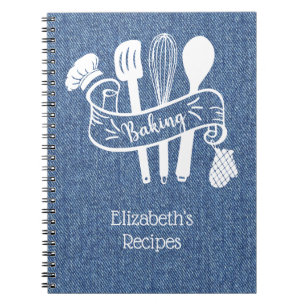 Cuaderno Receta de horneado de mezclilla falsa azul persona