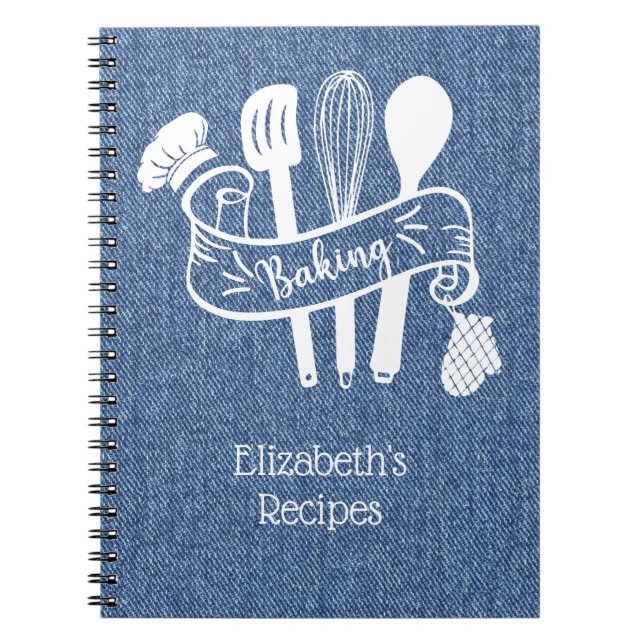 Cuaderno Receta de horneado de mezclilla falsa azul persona (Frente)