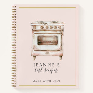 Cuaderno Receta de horno de cocina de acuarela personalizad