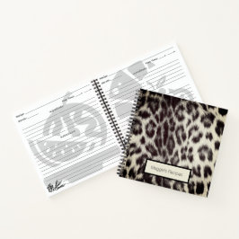 Cuaderno Receta de impresión de leopardo blanco y negro per