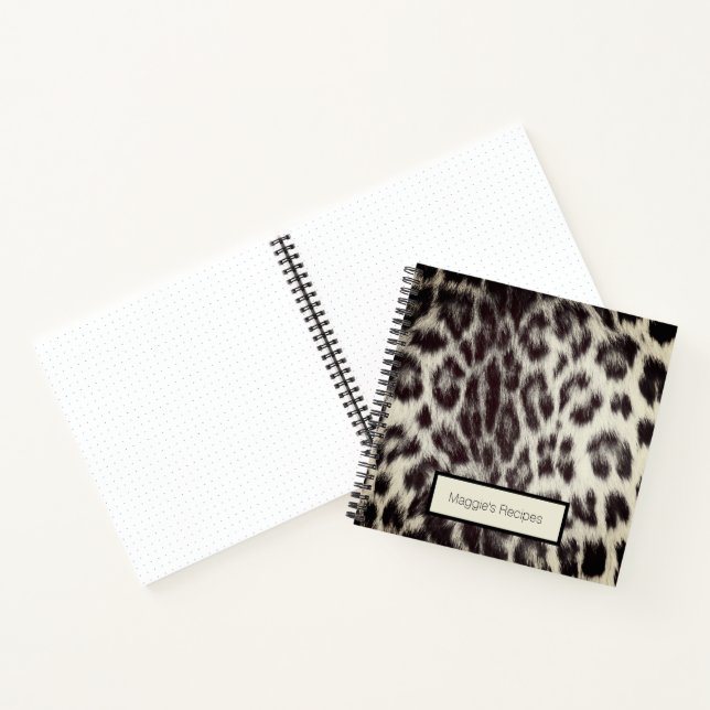 Cuaderno Receta de impresión de leopardo blanco y negro per (Interior)