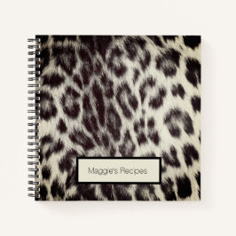 Cuaderno Receta de impresión de leopardo blanco y negro per