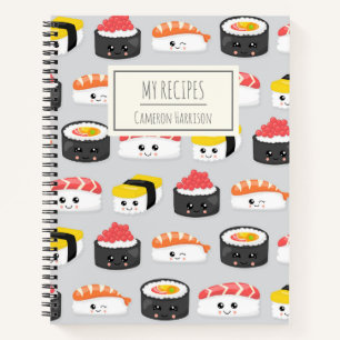 Cuaderno Receta de Kawaii Sushi Personalizada para Niños