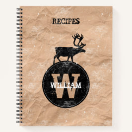 Cuaderno Receta de Kraft Rústico Marrón Molesto en Monogram
