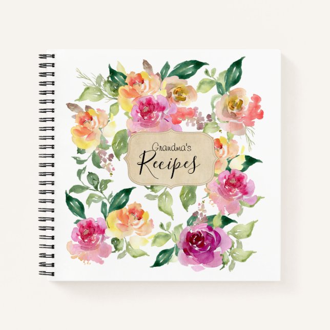 Cuaderno Receta de la abuela flor para cocinar para portáti (Anverso)