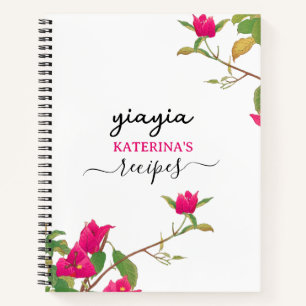 Cuaderno Receta de la abuela griega Yiayia Bougainvillea