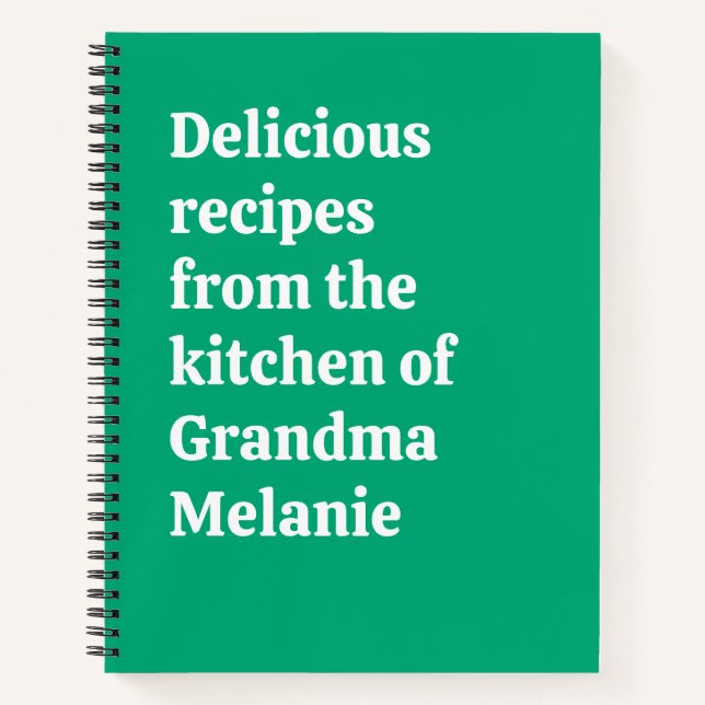 Cuaderno Receta de la abuela verde personalizada (Anverso)