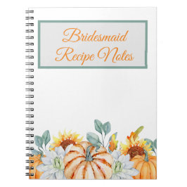 Cuaderno Receta de la boda de otoño para la dama de honor
