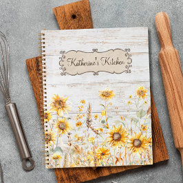 Cuaderno Receta de la familia de la madera de girasol de co