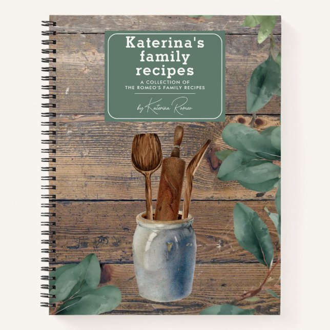 Cuaderno Receta de la familia Eucalyptus Wood Kitchen Utens (Anverso)