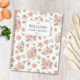 Cuaderno Receta de la familia floral acuática rosa rosa de