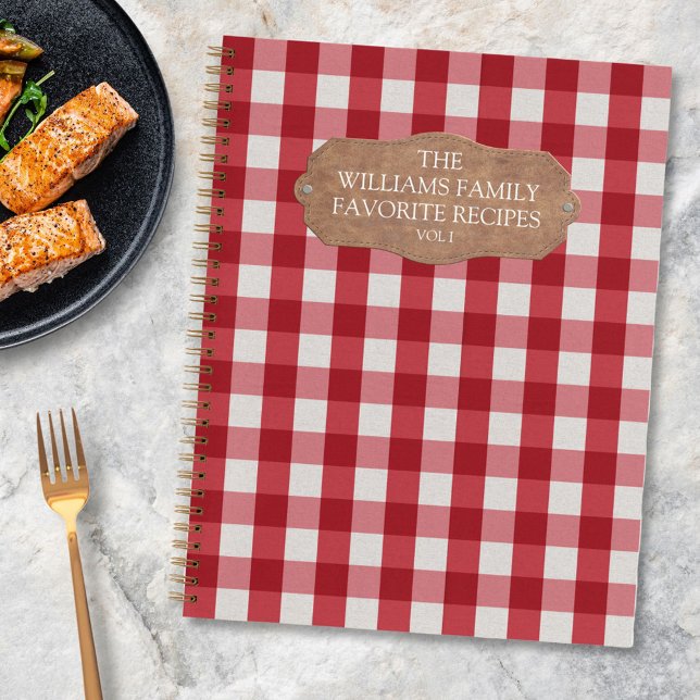 Cuaderno Receta de la familia Rustic Red Gingham Linen Farm (In situ)