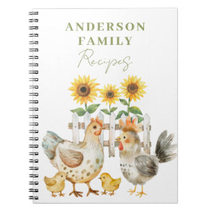 Cuaderno Receta de la granja de acuarela Hen