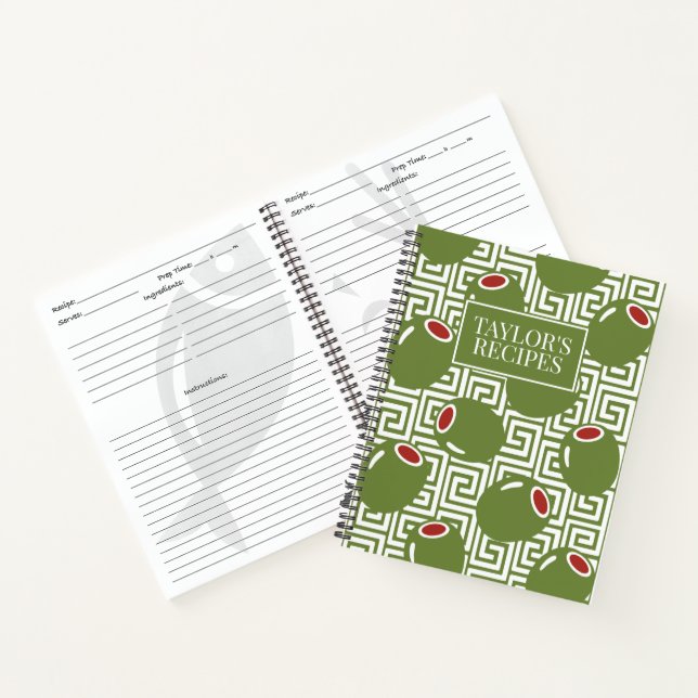 Cuaderno Receta de llave griega mediterránea de oliva (Interior)