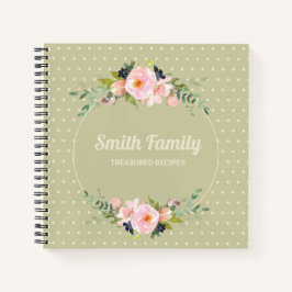 Cuaderno Receta de lunares verde floral azul marino rosa