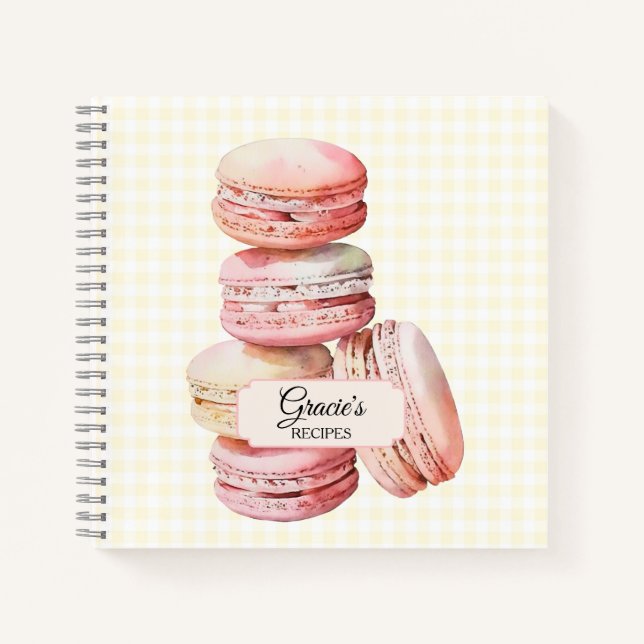 Cuaderno Receta de Macaron color de agua rosa (Anverso)