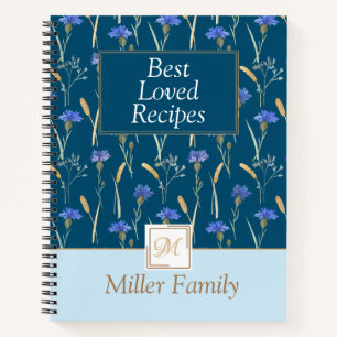 Cuaderno Receta de Mongoram Floral Azul Floral Azul