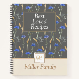 Cuaderno Receta de Mongoram Floral Gris Floral