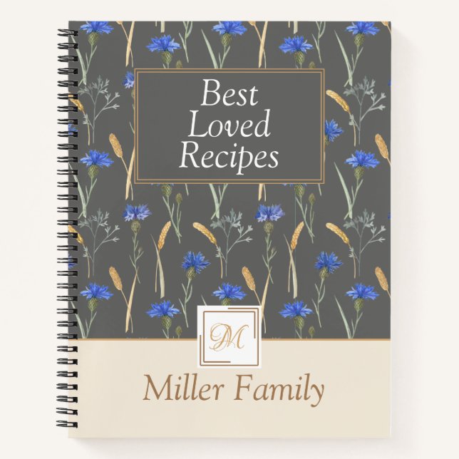 Cuaderno Receta de Mongoram Floral Gris Floral (Anverso)