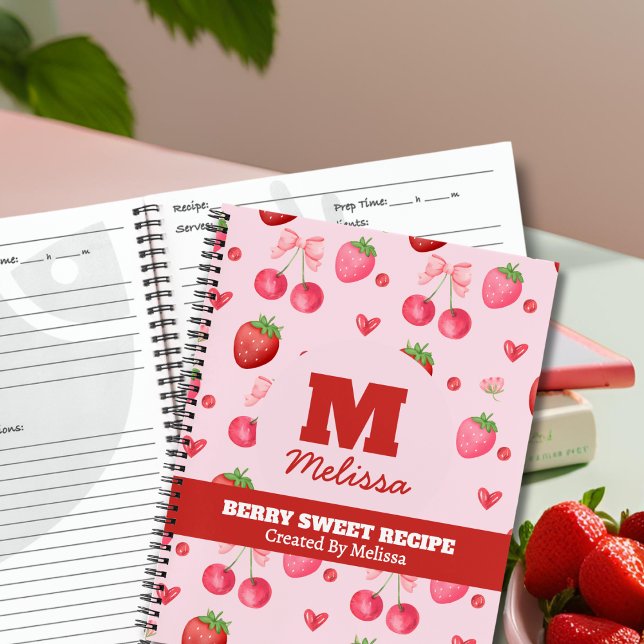 Cuaderno Receta de Monograma de Berry Dulce Rosa Cute (Subido por el creador)